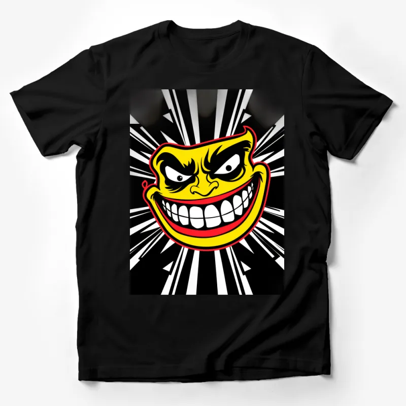 Bold Comic Style Grinning Face T-Shirt, Vibrant Graphic Tee for Casual Wear Male T-Shirt