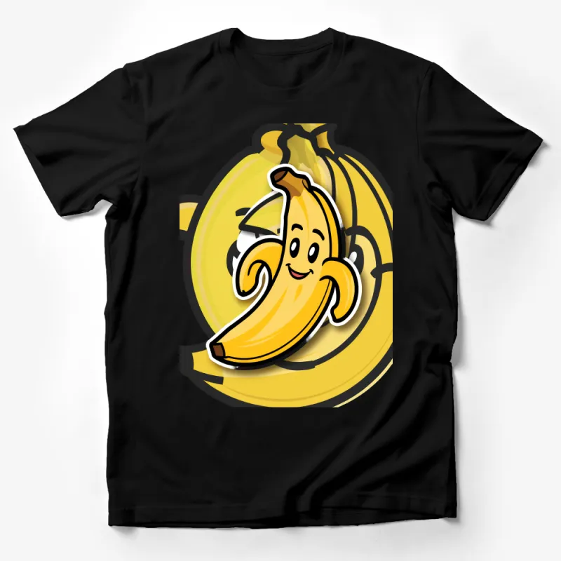 Playful Banana Cartoon Character Unisex T-Shirt, Funny Fruit Graphic Tee for All Ages Male T-Shirt