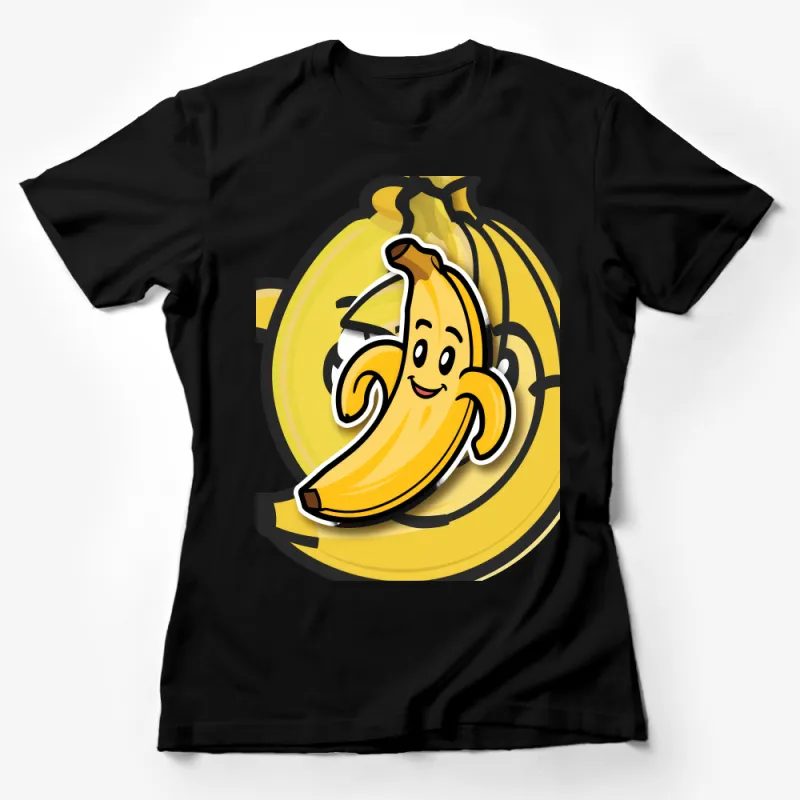 Playful Banana Cartoon Character Unisex T-Shirt, Funny Fruit Graphic Tee for All Ages Female T-Shirt