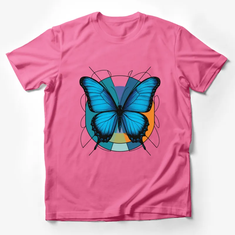 Blue Butterfly Graphic T-Shirt, Nature Inspired Casual Wear, Unisex Cotton Tee, Artistic Insect Illustration, Summer Fashion Top Male T-Shirt