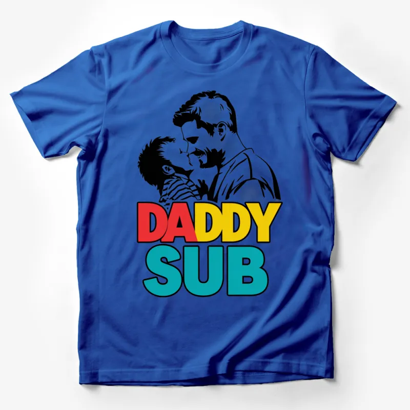 Father and Son Bonding Moment T-Shirt, Daddy Sub Colorful Graphic Tee Male T-Shirt