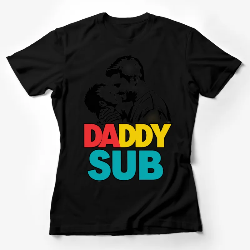 Father and Son Bonding Moment T-Shirt, Daddy Sub Colorful Graphic Tee Female T-Shirt