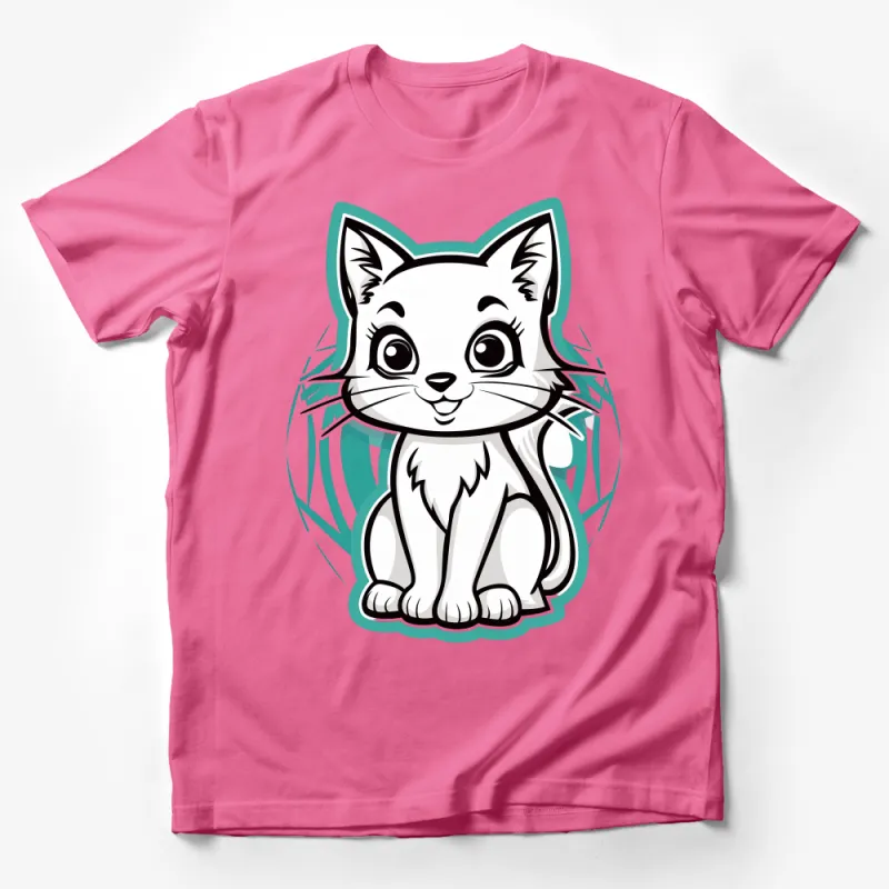 Cute Cartoon Kitty Cat T-Shirt for Kids, Adorable Feline Graphic Tee, Perfect Gift for Cat Lovers Male T-Shirt