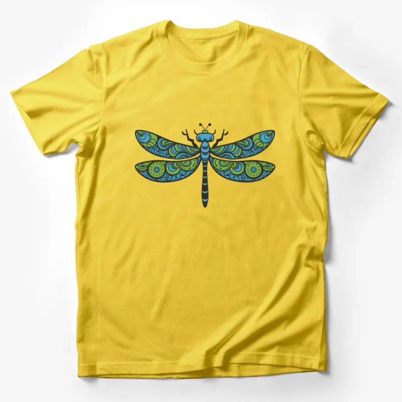 Colorful Dragonfly Graphic T-Shirt, Nature Inspired Insect Design, Artistic Casual Wear for All Ages Male T-Shirt