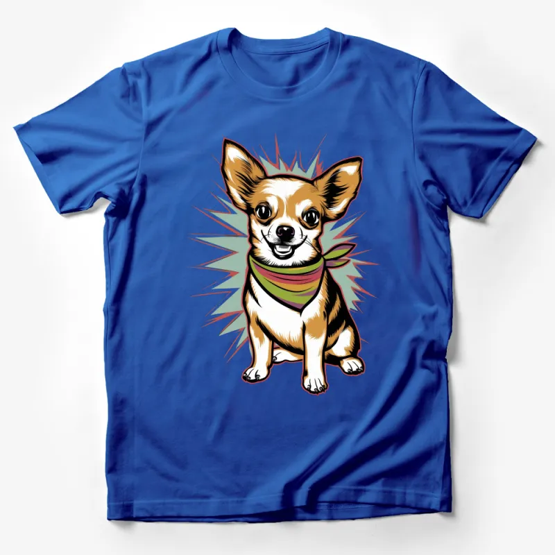 Colorful Pop Art Style Corgi Dog T-Shirt, Cute Puppy Graphic Tee for Dog Lovers Male T-Shirt