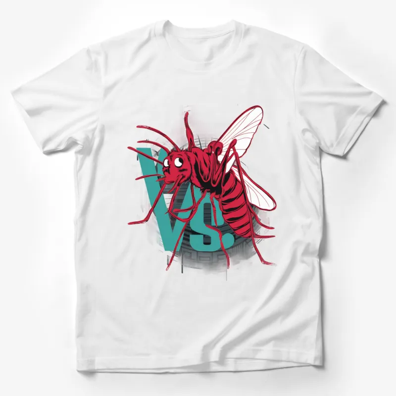 Unique Red Insect VS Graphic Tee - Stylish Urban Entomology Inspired Streetwear T-Shirt Design for Bug Lovers Male T-Shirt