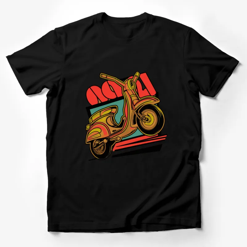 Vintage Scooter Print Tee, Retro Motorbike Inspired T-Shirt for Casual Wear, Unique Unisex Apparel Male T-Shirt