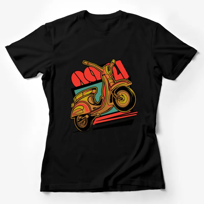 Vintage Scooter Print Tee, Retro Motorbike Inspired T-Shirt for Casual Wear, Unique Unisex Apparel Female T-Shirt