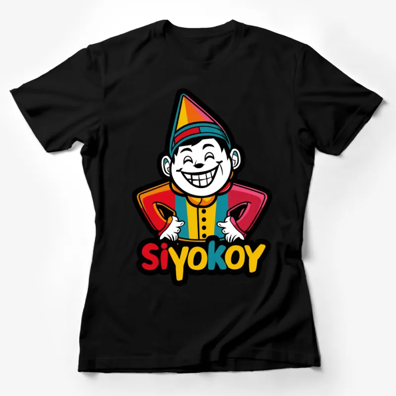 Vibrant Cartoon Character with Party Hat Unisex T-Shirt, Perfect Gift for All Ages Female T-Shirt