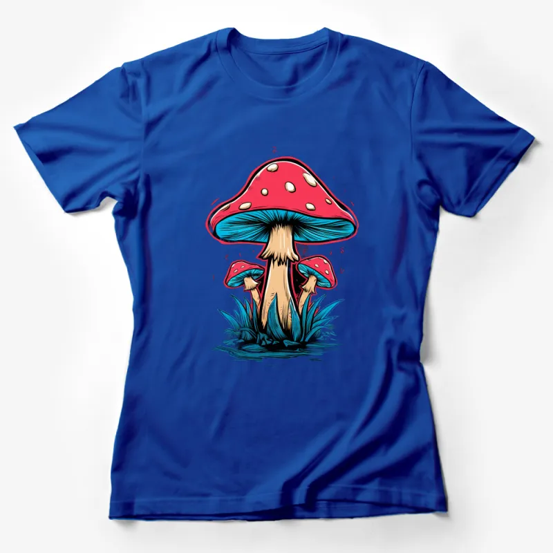 Whimsical Red Mushroom Artwork T-Shirt, Nature Inspired Graphic Tee For All Ages Female T-Shirt