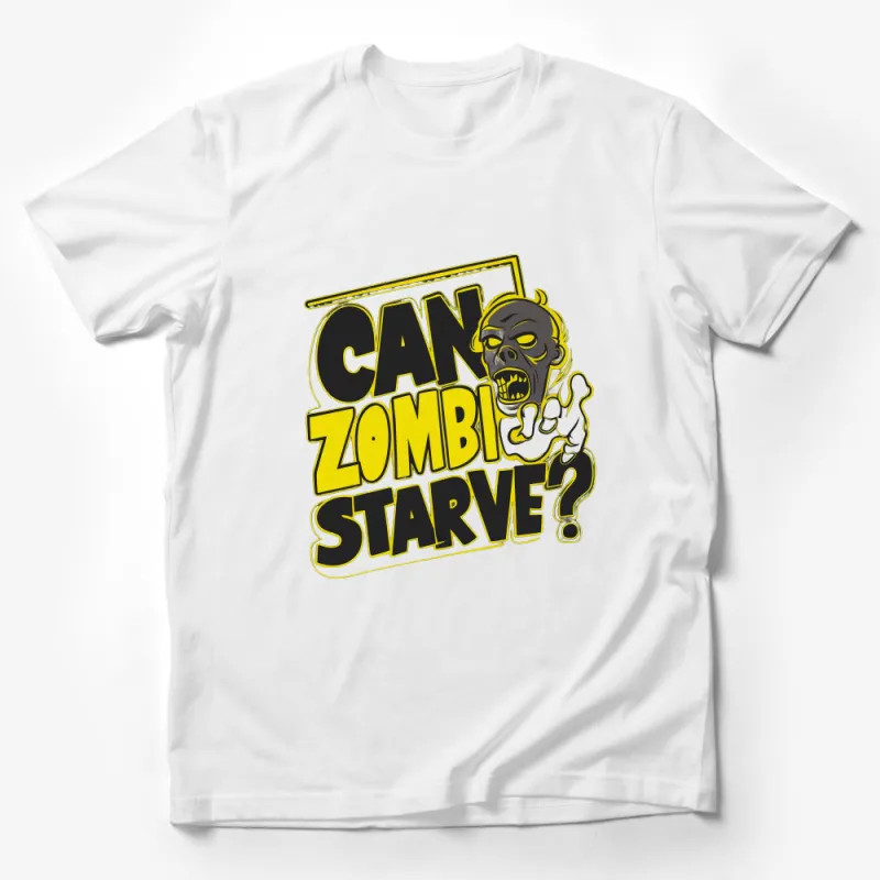 Funny Zombie Starve Question Graphic Tee, Unisex T-Shirt for Halloween, Casual Horror Shirt Male T-Shirt