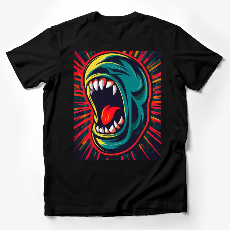 Vibrant Monster Mouth Graphic T-Shirt, Colorful Roaring Creature Tee, Unique Bold Streetwear for All Ages Male T-Shirt