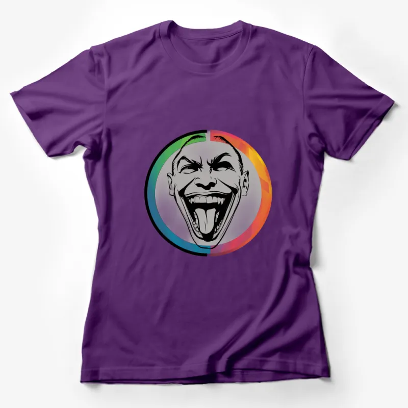 Vibrant Laughing Face T-Shirt, Colorful Smile Graphic Tee, Unisex Casual Streetwear, Comfy Cotton Shirt, Unique Design Top, Gift Idea Female T-Shirt