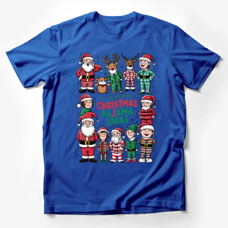 Festive Christmas Pajama Family T-Shirt, Holiday Santa Reindeer Elf Graphic Tee, Unisex Xmas Group Party Outfit Male T-Shirt