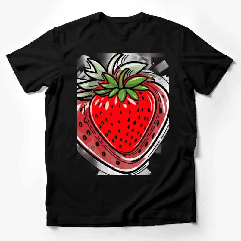 Bright Red Strawberry Graphic T-Shirt, Fresh Fruit Design Tee, Summer Casual Cotton Shirt for Men and Women Male T-Shirt