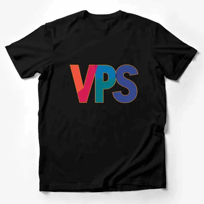 VPS Logo T-Shirt, Colorful Letter Graphic Tee, Unisex Casual Wear, Bold Typography Tee, Modern Style Comfortable Shirt Male T-Shirt