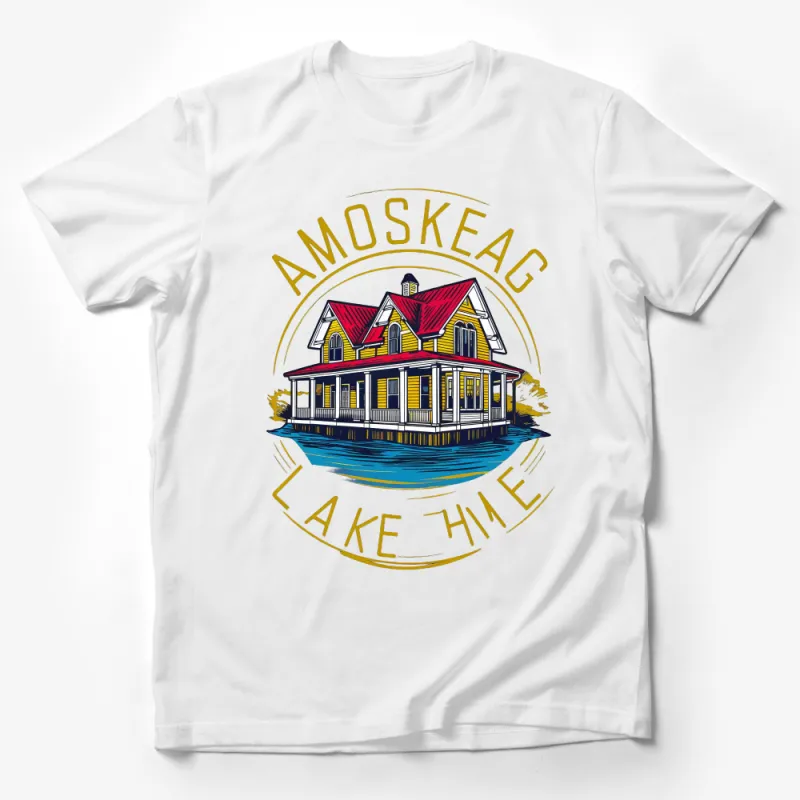 Vintage Lake House Graphic T-Shirt, Amoskeag Lake Time Casual Tee, Summer Cottage Comfort Top, Unisex Shirt for Nature Lovers Male T-Shirt