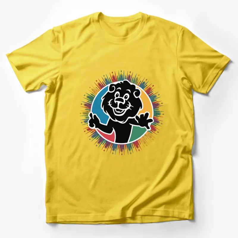 Colorful Retro Lion Graphic Tee - Vintage Inspired Rainbow Mane Lion T-Shirt - Unisex Casual Lion Tee - Hipster Animal Shirt Male T-Shirt