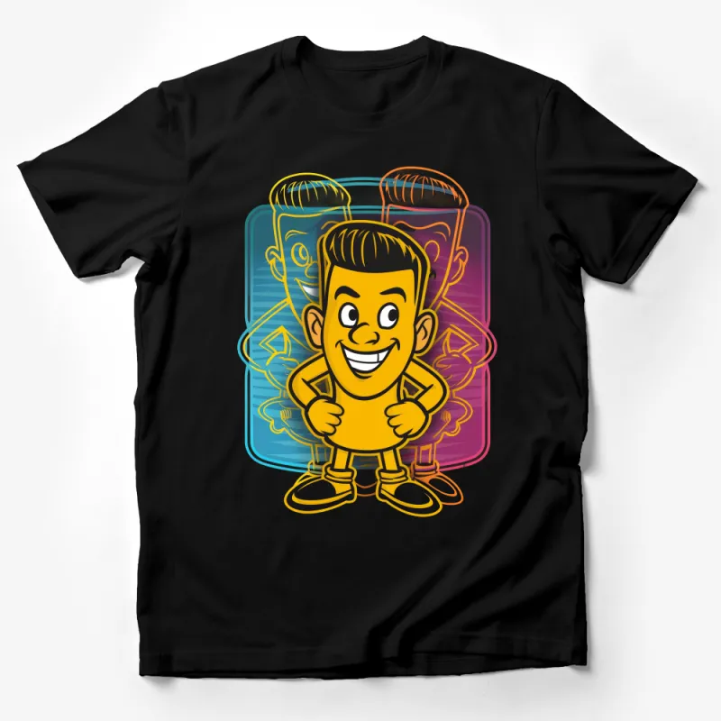 Cartoon Character T-Shirt, Yellow Shirt Graphic Tee, Colorful Illustration Casual Wear, Unisex Fun Tee for All Ages, Vibrant Art Shirt Male T-Shirt