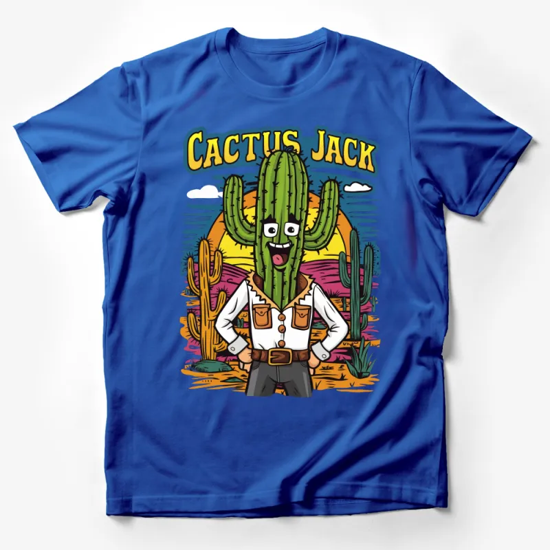 Cactus Jack Cartoon T-Shirt | Quirky Cactus Character Print | Unisex Graphic Tee | Fun Desert Vibes Shirt | Casual Southwest Apparel Male T-Shirt