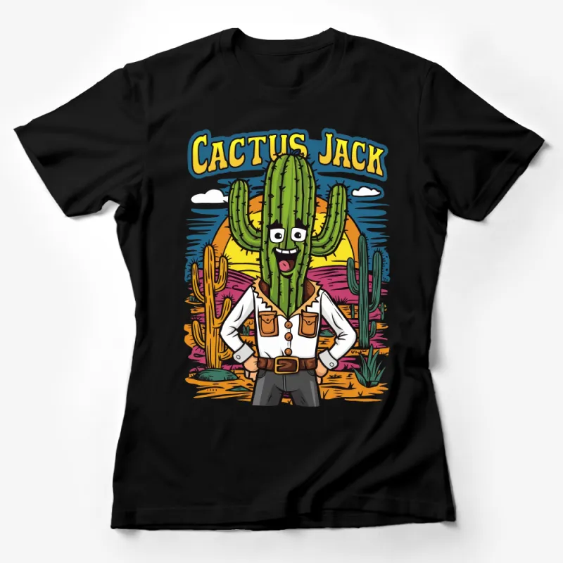 Cactus Jack Cartoon T-Shirt | Quirky Cactus Character Print | Unisex Graphic Tee | Fun Desert Vibes Shirt | Casual Southwest Apparel Female T-Shirt