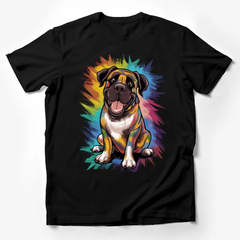 Colorful Dog Graphic T-Shirt, Fun Pet Lover Tee, Vibrant Animal Illustration, Casual Fashion Top, Unisex Shirt Gift Male T-Shirt