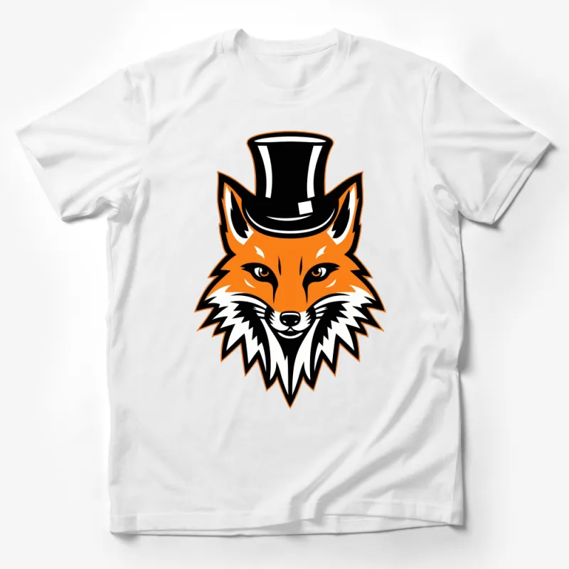 Fox with Top Hat T-Shirt, Quirky Animal Graphic Tee, Unisex Stylish Nature Inspired Shirt, Hipster Fox Art Apparel for Adults Male T-Shirt