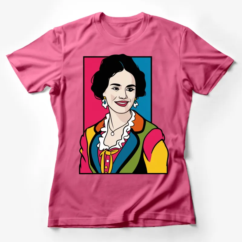 Vintage Style Pop Art Portrait T-Shirt, Colorful Pop Culture Tee, Unisex Graphic Shirt Female T-Shirt