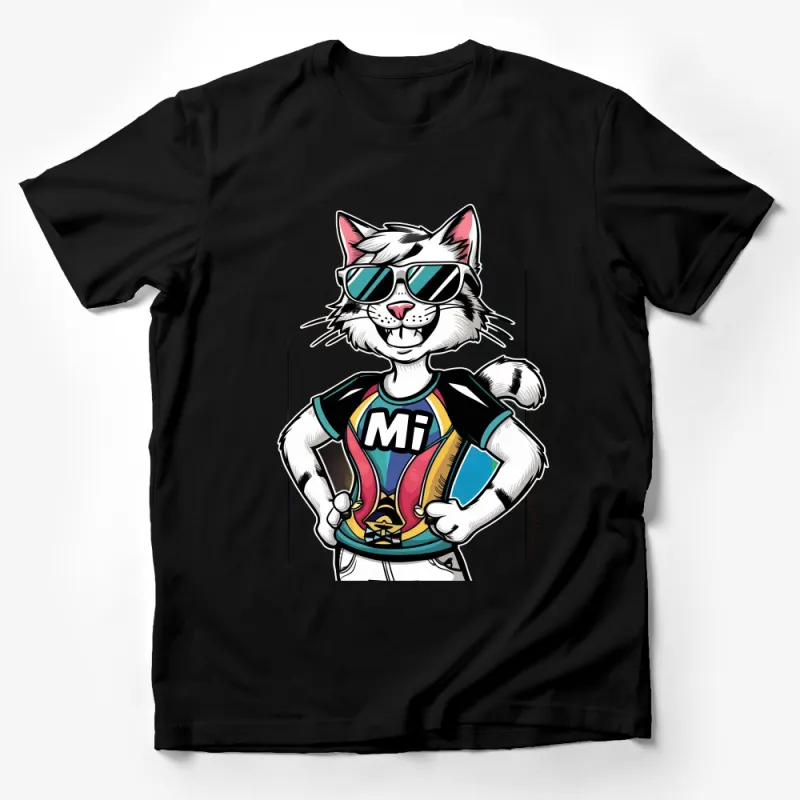 Cool Cat T-Shirt, Hipster Cat with Sunglasses Graphic Tee, Unisex Street Style Apparel, Casual Feline Fashion Top, Gift for Cat Lovers Male T-Shirt