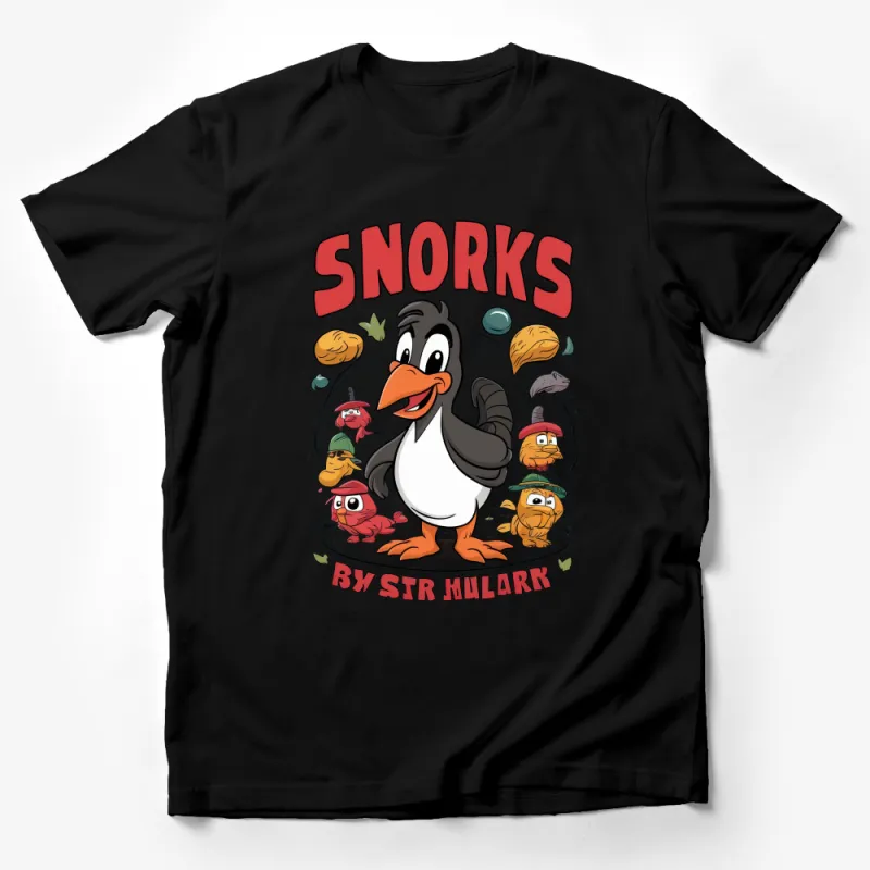 Cartoon Penguin Graphic Tee, Vintage Style Snorks Character, Unisex T-Shirt, Retro Animated Series Apparel, Fun Casual Wear Male T-Shirt