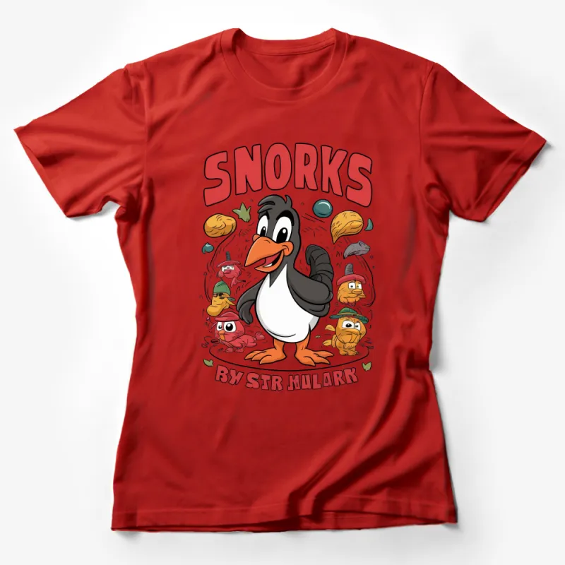 Cartoon Penguin Graphic Tee, Vintage Style Snorks Character, Unisex T-Shirt, Retro Animated Series Apparel, Fun Casual Wear Female T-Shirt