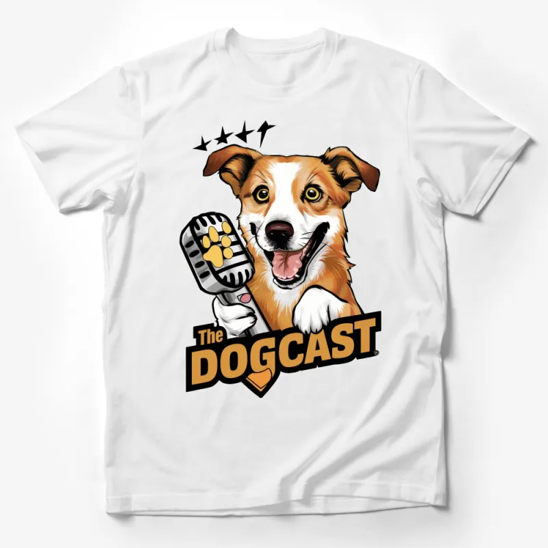 Dog Podcast Enthusiasts Tee, Cute Dog with Microphone T-Shirt, Unisex Dog Lover Shirt, Casual Pet Podcast Fans Apparel, Graphic Tee Male T-Shirt