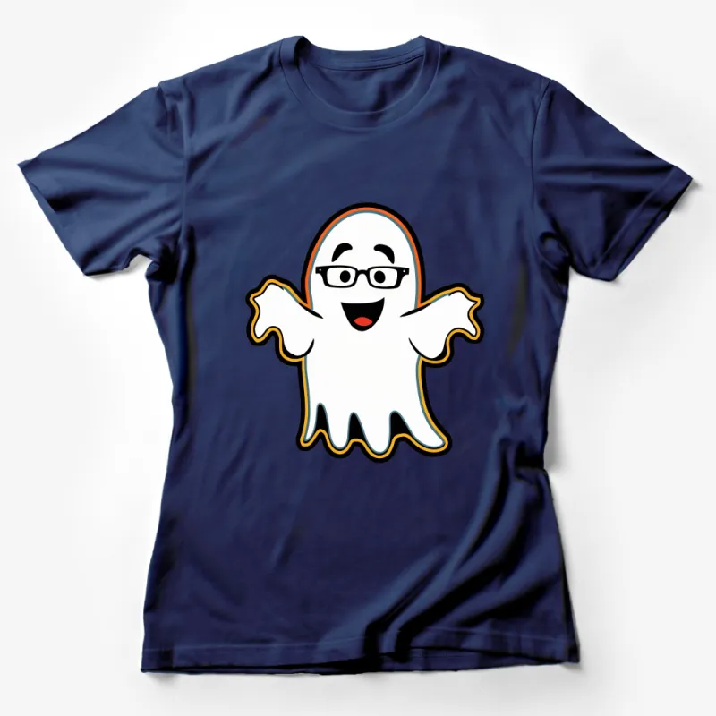 Cute Ghost Cartoon T-Shirt, Funny Spooky Character Tee, Unisex Halloween Shirt, Casual Geeky Ghost Apparel Female T-Shirt