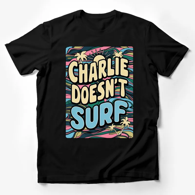 Charlie Doesn't Surf Vintage Style T-Shirt, Retro Beach Graphic Tee, Summer Casual Wear, Unisex Clothing Gift Male T-Shirt