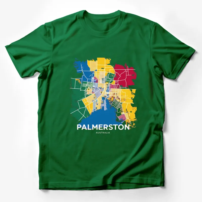 Colorful Palmerston Australia Map T-Shirt, Urban Street Map Graphic Tee, Unique Travel Gift, Unisex Apparel Male T-Shirt