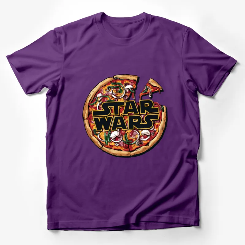 Star Wars Pizza Graphic Tee, Unique Illustration T-Shirt, Funny Sci-Fi Movie Fan Apparel, Casual Unisex Comfortable Clothing Male T-Shirt