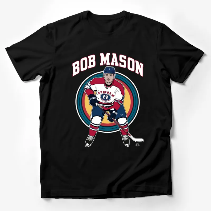 Vintage Hockey Player T-Shirt, Retro Ice Hockey Tee, Athletic Casual Shirt, Unisex Sports Apparel, Bob Mason Inspired Design Top Male T-Shirt