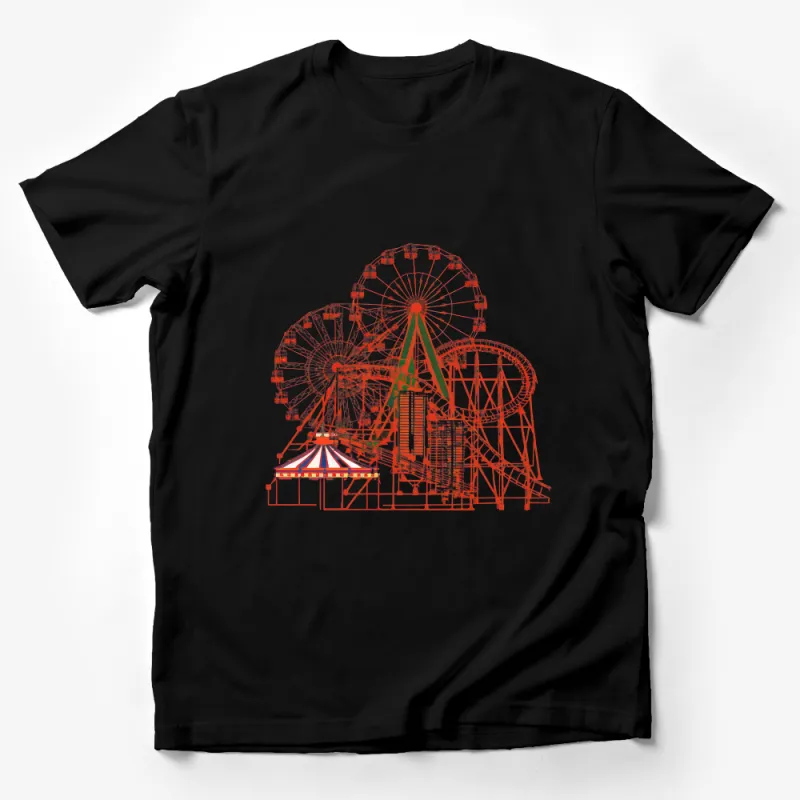 Ferris Wheel Graphic Tee, Amusement Park T-Shirt, Funfair Attraction Shirt, Unisex Carnival Theme Top, Gift For Theme Park Lovers Male T-Shirt