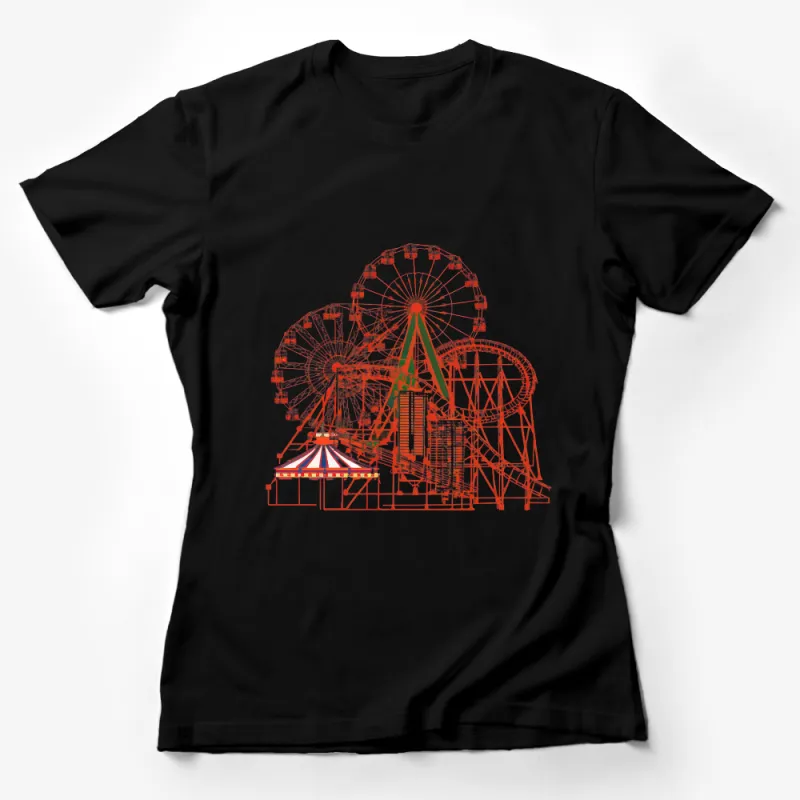 Ferris Wheel Graphic Tee, Amusement Park T-Shirt, Funfair Attraction Shirt, Unisex Carnival Theme Top, Gift For Theme Park Lovers Female T-Shirt