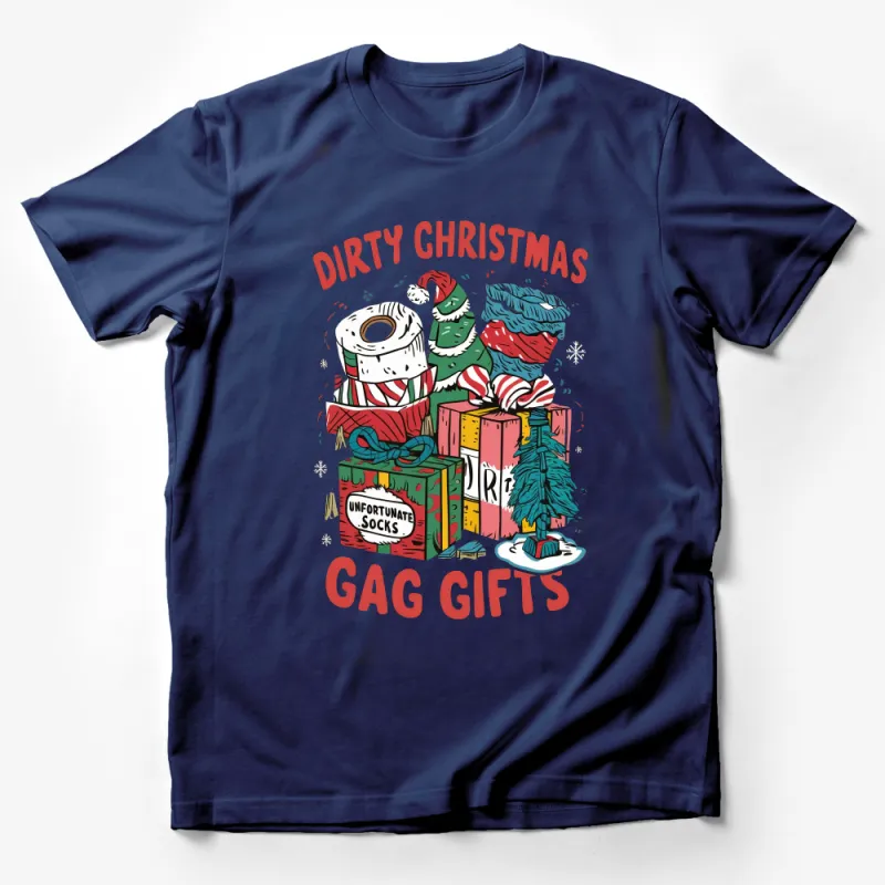 Funny Dirty Christmas Gag Gifts T-Shirt, Unisex Holiday Humor Tee, Unique Christmas Party Outfit, Festive Season Clothing Male T-Shirt