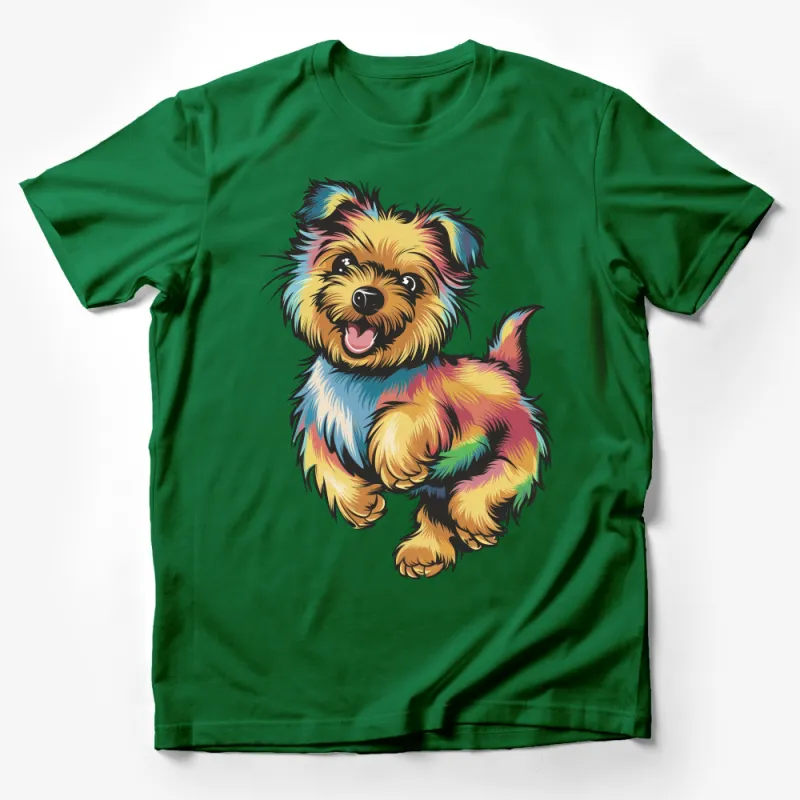 Colorful Yorkshire Terrier Dog T-Shirt, Cute Yorkie Puppy Tee, Rainbow Dog Lover Gift, Unisex Animal Print Shirt for All Ages Male T-Shirt