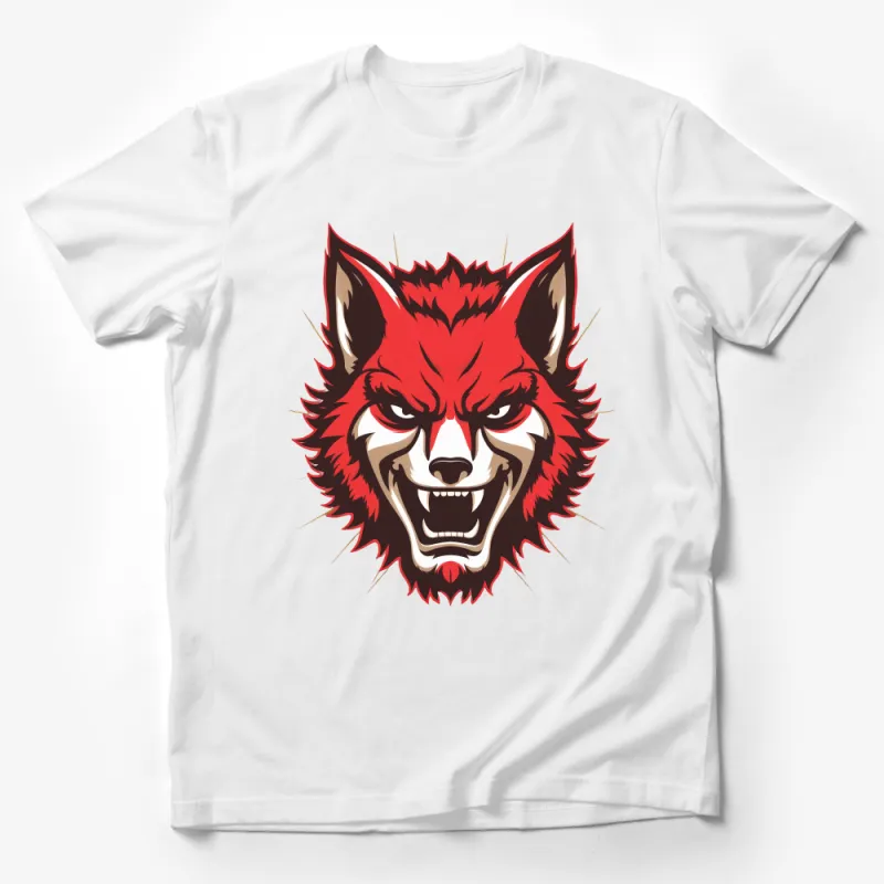 Red Wolf Face Graphic T-Shirt, Unisex Men Women Animal Design Shirt, Casual Streetwear, Bold Fierce Look Tee, Unique Gift Idea Male T-Shirt