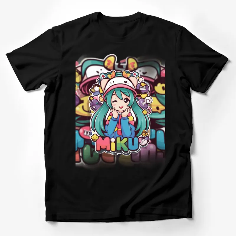 Cute Anime Character T-Shirt, Colorful Casual Tee, Kawaii Graphic Shirt, Unisex Manga Style Apparel, Gift for Anime Fans Male T-Shirt