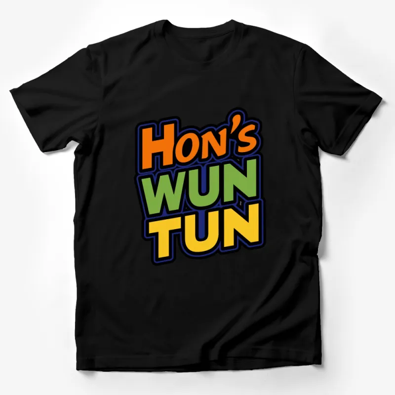 Unique Hon's Wun Tun Graphic Tee, Colorful Retro Style T-Shirt, Fun Casual Streetwear Male T-Shirt