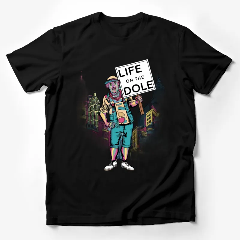 Unique Urban Inspired T-Shirt, Colorful Life on the Dole Graphic Tee, Vibrant Street Style Apparel, Unisex Fashion Male T-Shirt