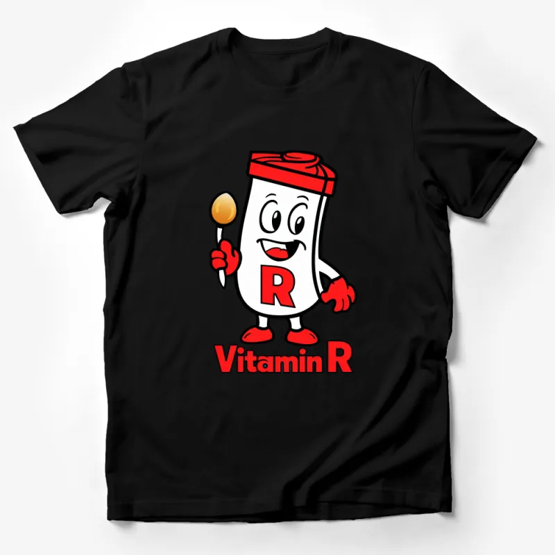 Funny Vitamin R Pill Cartoon T-Shirt, Unique Character Graphic Tee, Unisex Casual Shirt, Gift for Pharmacists Male T-Shirt