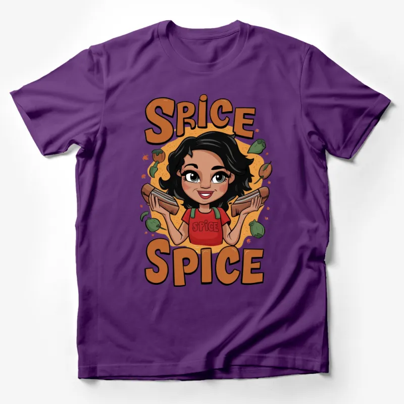 Women's Spice Lovers T-Shirt, Colorful Cartoon Herb and Spice Graphics, Foodie Tee, Casual Wear, Unique Kitchen Inspired Shirt Design Male T-Shirt