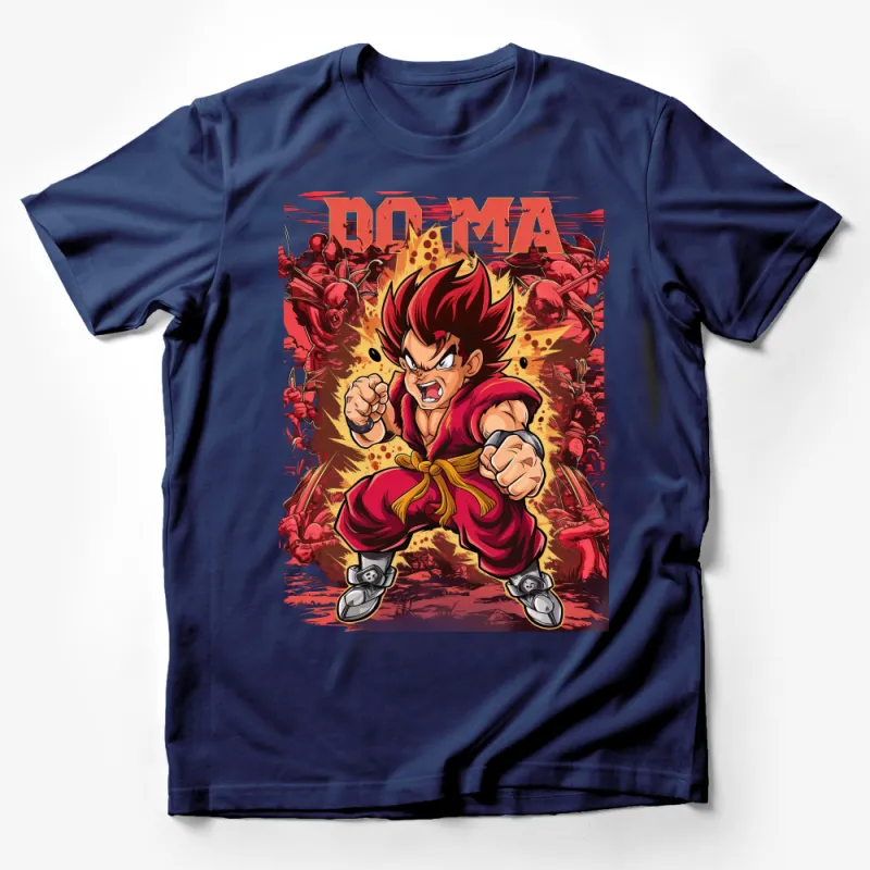 Anime Inspired Action Hero T-Shirt, Bold Graphic Print, Casual Streetwear, Vibrant Red Design, Unisex Tee Male T-Shirt