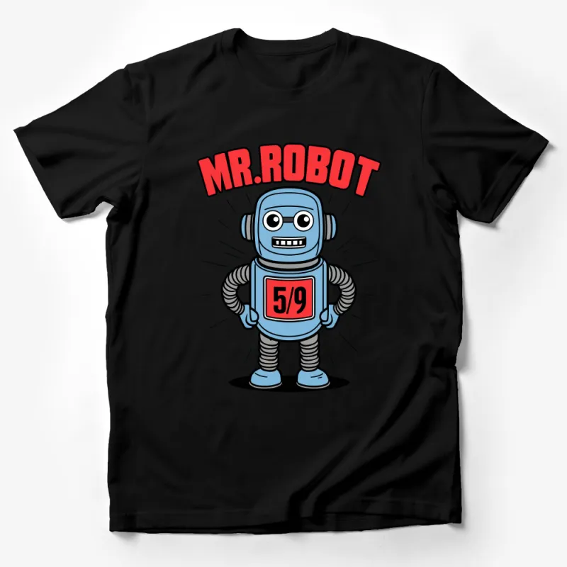 Mr. Robot 5/9 Cartoon Graphic Tee, Retro Sci-Fi Robot T-Shirt, Vintage Style Robotics Enthusiast Top Male T-Shirt