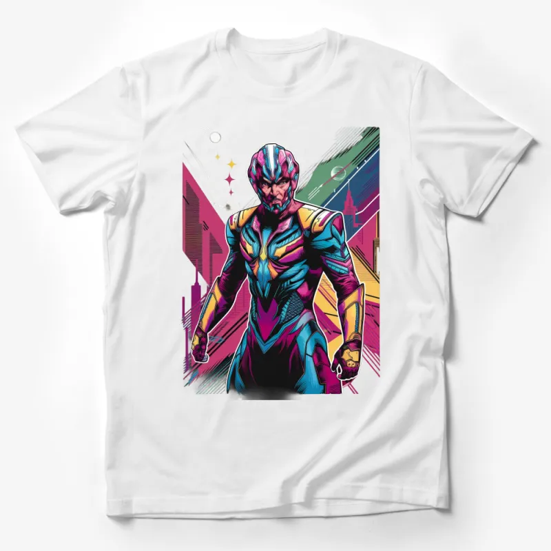 Vibrant Superhero Graphic T-Shirt, Colorful Comic Style Hero Print, Unisex Casual Wear Tee for Fans Male T-Shirt